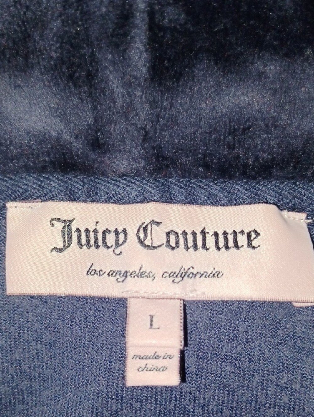 Juicy Couture Navy Velour Zip Hoodie with Pink Logo Large - Picture 10 of 12